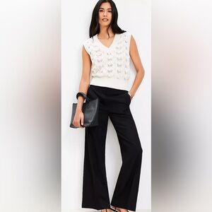 LOFT Linen Blend Wide Leg Trousers
